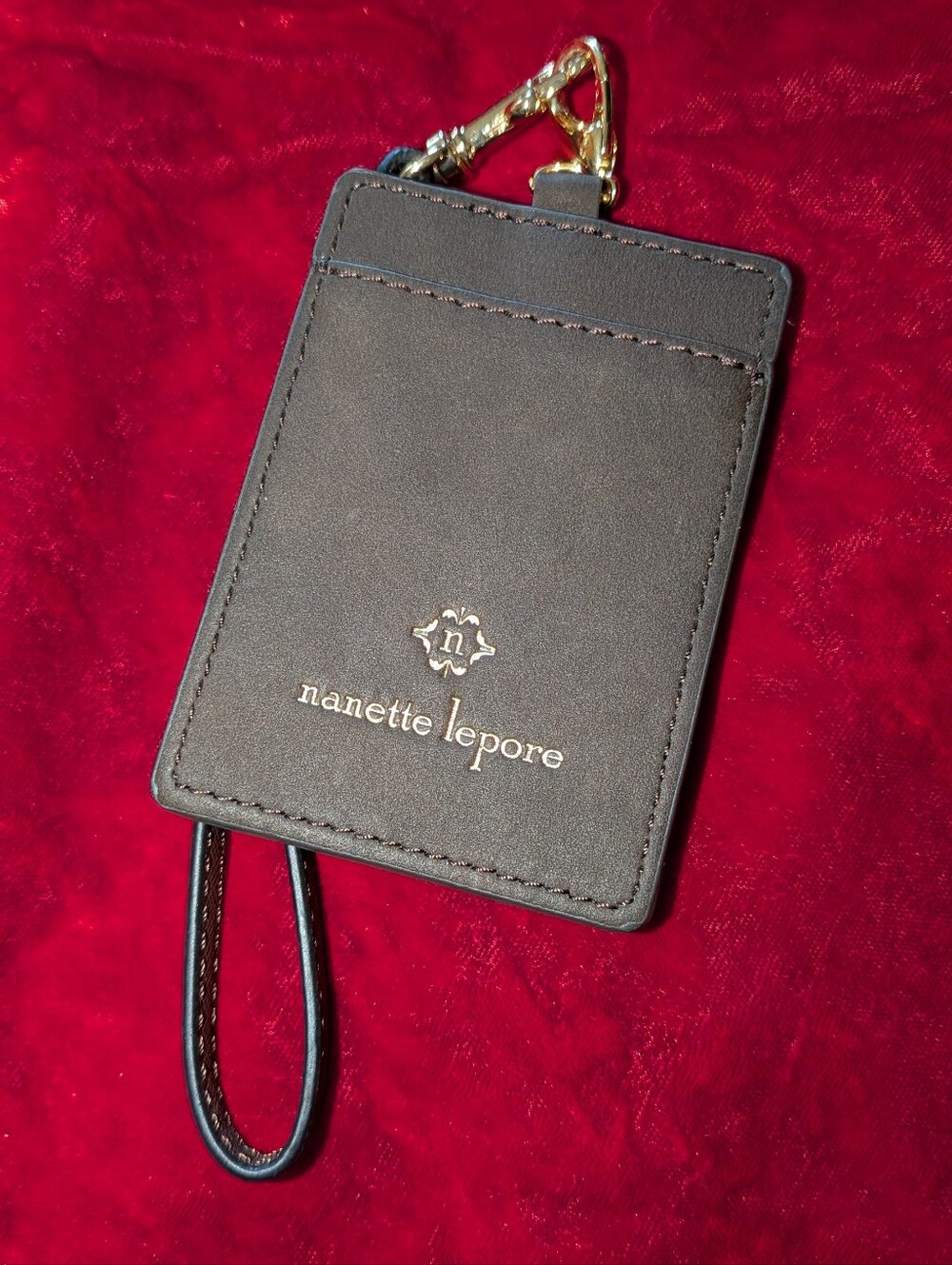 NewNanette Lepore Black Card ID Holder with Gold Hardware and Strap